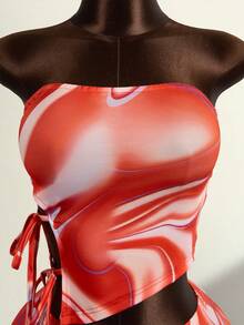 Zestiva 女士扎染印花抹胸上衣和紧身迷你裙性感两件套 - 彩色 - 查看 5