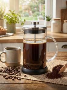 1个咖啡壶咖啡过滤茶壶茶漏时尚咖啡壶过滤茶壶迷你玻璃茶压壶，咖啡机，法式压滤壶适用于散装茶叶和咖啡，冷热饮品冲泡器法式压滤咖啡机，双层隔热加厚耐高温硼硅玻璃冷萃咖啡机 - 彩色 - 查看 6