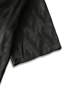 Manfinity RSRT 男士绞花针织印花开襟衬衫上衣搭配抽绳短裤休闲套装 - 黑色 - 查看 3