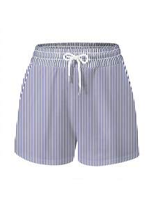 EMERY ROSE Conjunto de dos piezas talla grande para mujer, parte superior holgada, shorts para mujer, estilo veraniego multicolor, suelto y cómodo, con estampado de cóctel - Multicolor - Ver 5