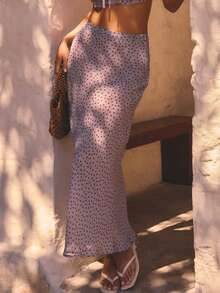 Aralina 夏季节日超长透视面料及膝半身裙，精致纹理细节，轻盈透气，打造吸睛造型，现代感十足的度假穿搭叠穿半身裙，春季女装派对夜店装扮，波点图案 - 紫色 - 查看 2