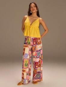 Athîral Scarf Print Wide Leg Pants - Multicolor - View 5