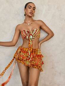 Zestiva 基础款女士性感扎染印花抹胸比基尼套装 - 彩色 - 查看 15