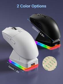 Teckwe 无线游戏鼠标，带充电底座，可充电 RGB 灯效，电池续航时间长，有线/无线两用，强磁吸设计，电脑配件 - 彩色 - 查看 6