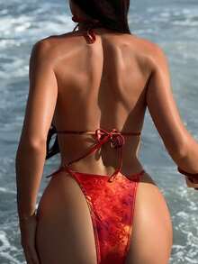 Swim SXY Bộ bikini gợi cảm buộc dây cổ, trang trí vỏ sò, dành cho nữ, thích hợp mặc đi biển mùa hè. - Nhiều màu - Xem 2