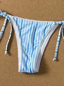 Swim Mod Halter Tropical Women Bikini Sets With Tie Side Bottom Knot Details Multicolor Fabric - Multicolor - View 5