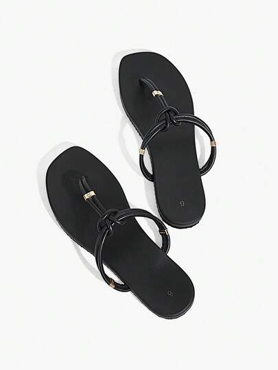 Grefit Damen Mode klassische schwarze weiche und bequeme Outdoor-Hausschuhe, Slip-On Flip-Flop Flache Sandalen, Strandurlaub Mode Strand Sandalen Hausschuhe