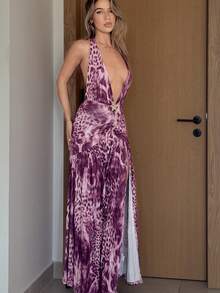 Bonvoyette Women's Fashionable Vacation-Style Printed Dress, Multi-Color Sexy Vacation Dresses Resort Dresses Cruise Dresses Women's Resort Wear Cruise Women Outfits - Multicolor - View 3