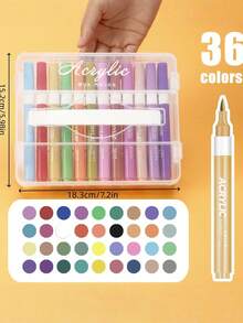24/36/48-Color Stackable Acrylic Marker Set, Soft Tip, Suitable For Student Drawing, Easy To Layer, Washable, Children'S Watercolor Pens. - Sets - View 9