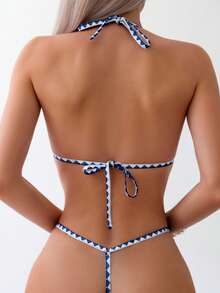 SHEIN Swim 滿版印花掛脖比基尼泳裝 - 彩色 - 查看 2