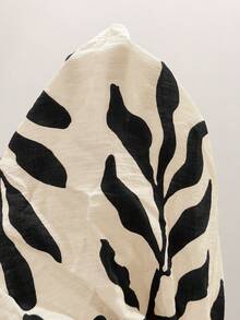 EMERY ROSE 大码女式休闲度假树叶印花连体裤，带口袋，春夏款 - 黑與白 - 查看 10