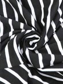 SHEIN LUNE Women's Casual Twist Striped Slit Dress Maxi Dress Wrap Dress For Women Womens Dress Striped Dress Casual Dress Summer Outfits For Women, Summer Dresses Beach Outfits For Women Casual Dresses For Women Vacation Outfits Women Work Outfits For Women Country Concert Outfit Office Outfits For Women - Black and White - View 7