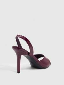 CUCCOO SZL Sandali con tacco alto da donna in materiale PU a specchio, punta tonda e punta aperta, tacco alto 9 cm, eleganti tacchi a spillo da donna, facili da indossare dopo lo slip-on, tacchi alti color albicocca, tacco a gattino, scarpe da sera eleganti, adatte per uso quotidiano/festa/San Valentino/Capodanno cinese/Ringraziamento/festa/ufficio/abbigliamento esterno - Borgogna.. - Visualizzare 3