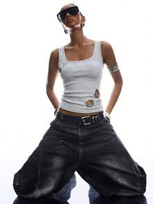 LYSMO Áo tank top không tay hở lưng tối giản mới cho Ngày Valentine 2026, màu xám nhạt, thích hợp cho mùa xuân/hè. - Màu Xám nhạt - Xem 4