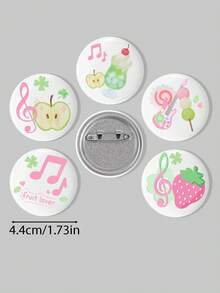 ROMWE 4.4 Cm / 1.73 Inches Note, Apples, Musical Notes, And Strawberries, Decorative Pins, Brooches, Badges, Buttons For Sewing Onto Clothes, Bags, Backpacks, Perfect For Music Festival Decorations,Great Gifts For Friends And Family - Green - View 2