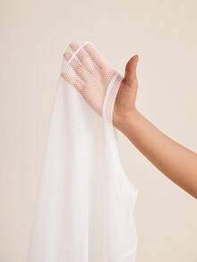 SHEIN Cheerettes Women's Letter Patchwork Round Neck Short Sleeve Hollow Out Sports T-Shirt Gym Shirts - White - View 5