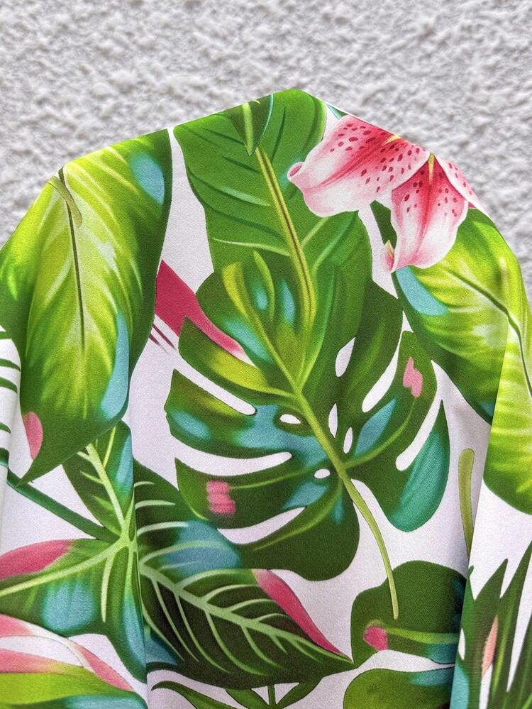 Plus Size Women Tropical Plant Print Short Sleeve Lightweight Jacket, Summer Outfit For Women,Spring Outfit Women, Beach Cover-Up Women,Vacation Outfits Women,Country Outfits For Women, Beach Outfits For Women,Summer Holiday Outfits Kimonos For Women Plus Size Summer Jackets Outer Wear For Summer Women Vacation Outfits Women Cover Up Blouses For Women Plus Size Elegant Spring Outfits For Women Plus Size Business Casual Women Outfits Plus Size Clothes For Ladies