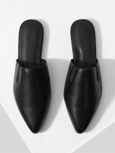 Mnmlis Mules planas de punta estrecha y estilo casual para mujer