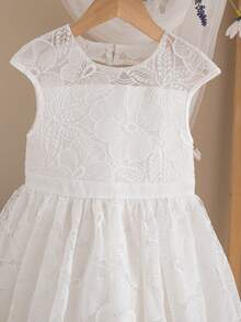 Đầm dệt kim cổ tròn viền bèo nhún ôm sát cho bé gái - Rượu sâm banh - Xem 7