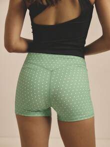 Aralina 休闲高腰运动骑行短裤 - 青碧色 - 查看 2