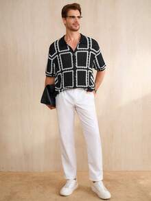 Manfinity LEGND Men's Casual Colorblock Knit Sweater - Black and White - View 5