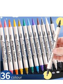 1 Set Acrylic Marker Pen, Colored Paint Marker Pen, Water-Based Double-Tip Pen, Watercolor Pen, Watercolor Oil Painting Pen - Multicolor - View 3