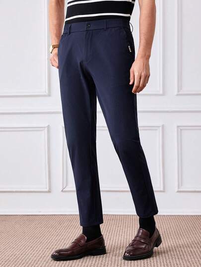 Officeau 男士字母刺绣口袋直筒休闲裤，修身时尚百搭，适合送给丈夫、男友，也适合朋友外出、聚会等场合。