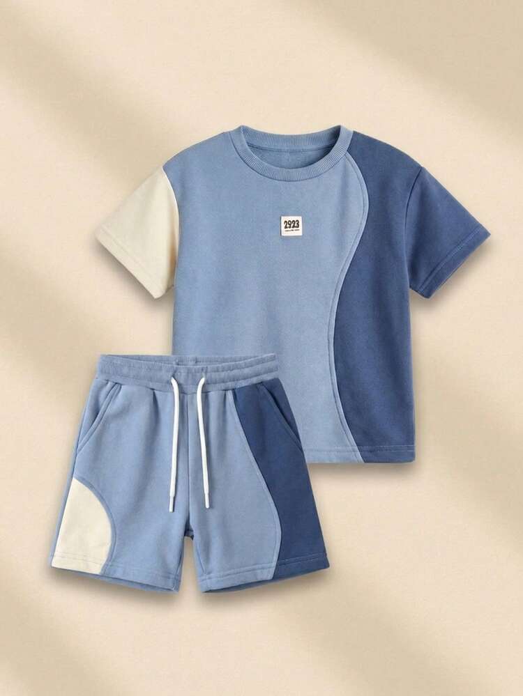 Color Block T-Shirt And Shorts Set