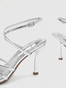 CUCCOO SZL 女士鞋履 春夏新款银色圆头细高跟细带踝带凉鞋 时尚舒适 百搭性感派对凉鞋 女鞋 - 銀色 - 查看 6