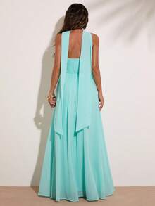SHEIN BAE Đầm nữ màu xanh lá cây trơn không dây vai, thắt cổ, thích hợp cho kỳ nghỉ biển, khu nghỉ dưỡng biển, kỳ nghỉ thường ngày, tụ họp bạn bè, chuyến đi cuối tuần, đầm đi biển, đầm đi nghỉ mát, đầm xanh lam pha xanh lá cây, phong cách Y2K, đầm dự lễ hội âm nhạc, đầm thanh lịch. - màu xanh lá - Xem 2