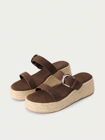 Nöista Women's Casual Commuting Versatile Solid Color Buckle Platform High-Heeled Sandals