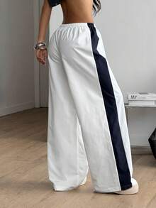 Coolane 女士春夏音乐会街头风撞色降落伞裤 - 白色 - 查看 4