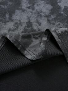 Manfinity EMRG 男士复古水洗字母印花圆领短袖休闲T恤，上帝保佑宽松印花T恤 - 黑色 - 查看 5