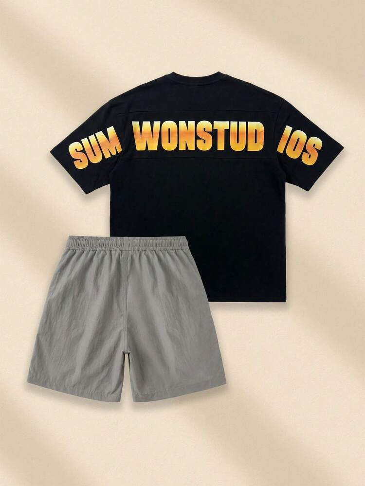 Ensemble t-shirt et short oversize avec imprimé texte