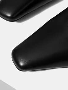 Mnmlis 2025新款后空穆勒鞋穿懒人鞋法式包头半拖坡跟拖 - 黑色 - 查看 4