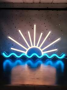 1个日出海浪LED霓虹灯，USB供电可调光亚克力灯，适用于客厅、卧室、游戏室和酒吧的海岸风情装饰 - 彩色 - 查看 4
