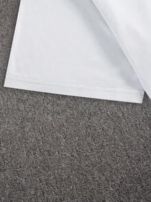 Manfinity Dauomo Camiseta casual de manga corta y hombros caídos para hombre, de verano - Blanco - Ver 4