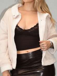 Arliah 冬季女士夹克 女士宽松拉链领保暖内衬休闲夹克 秋冬季 冬季女士外套夹克 - 杏色 - 查看 3