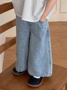 DAZY Jeans amples et décontractés style coréen pour bébés filles - Bleu ciel - Voir 9