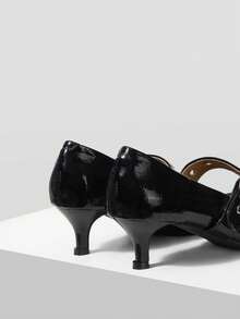 Mnmlis 女士时尚百搭通勤尖头高跟鞋 - 黑色 - 查看 4