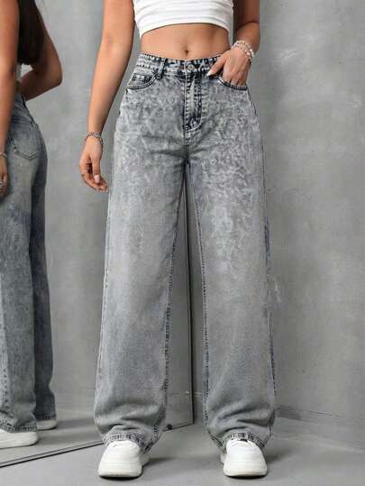 Pantalones Vaqueros Anchos para Mujer - Estilo Retro, Moda Urbana y Versátil