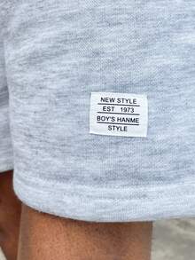 Ngobest Haus Ngobest Haus 男士字母贴布抽绳腰短裤 - 淺灰色 - 查看 4