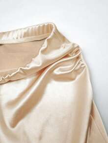 GlowEve Women's Elegant Solid Color Ruched Skirt, Summer - Champagne - View 5
