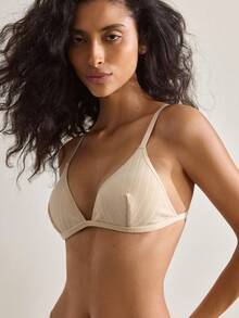 Ocili European And American Sexy Thin Cotton Wireless Unpadded Triangle Cup Bra - Apricot - View 6