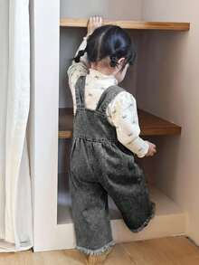 SHEIN 女婴/女童海军蓝宽松牛仔连体衣 - 灰色 - 查看 2