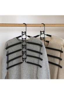 5 Packs Metal Heavy-Duty Space-Saving Coat Hangers, 5-In-1 Multi-Layer, With Non-Slip Foam Padding, For Coats, Sweaters, Suits And T-Shirts - Multicolor - View 3