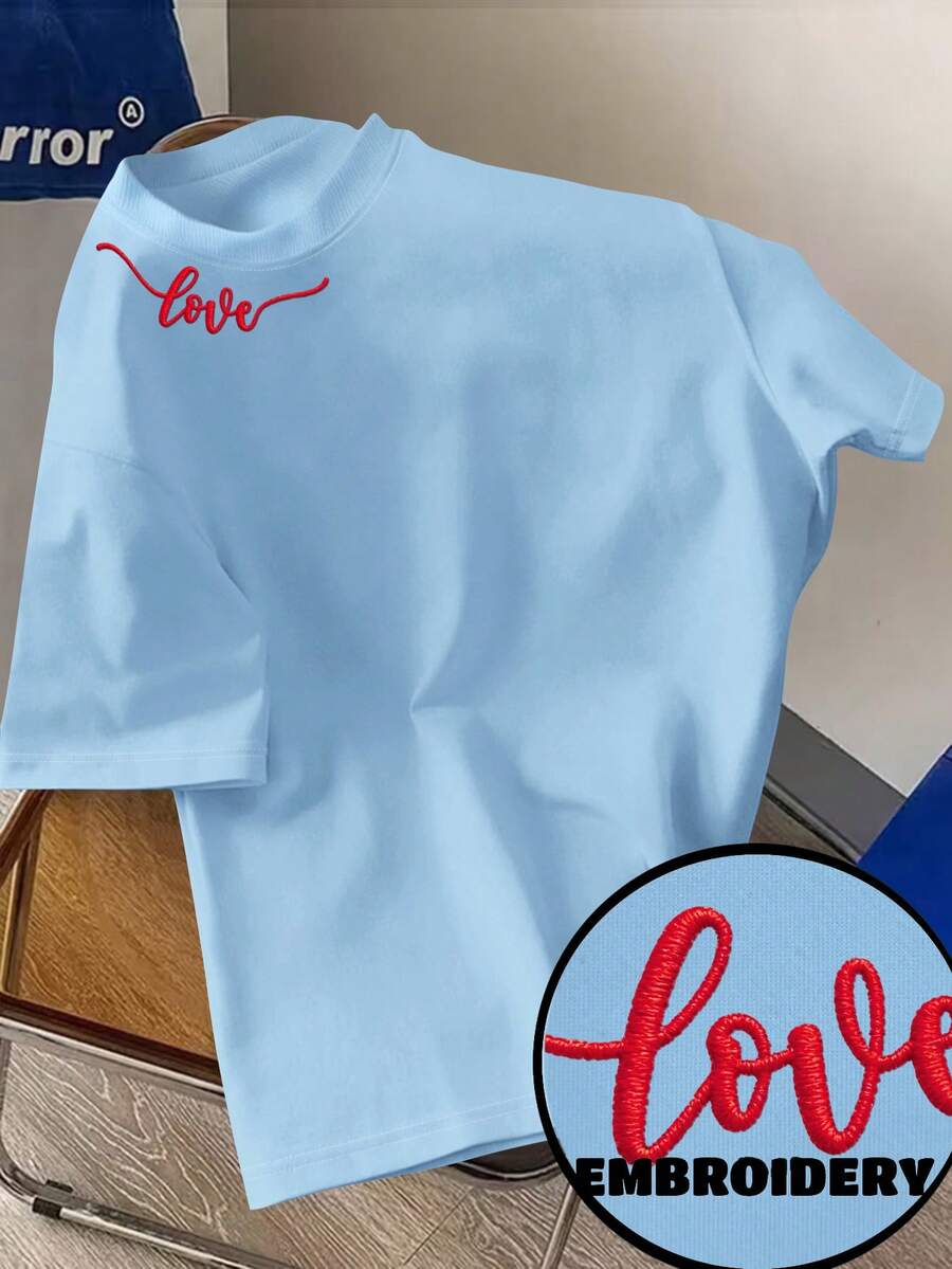 Claim Dot Los Angeles Dreams Retro American California Style, Red Embroidered Collar, Minimalist Elegant, Casual Unisex T-Shirt - Blue - View 1