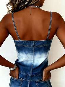 EMERY ROSE Women's Fitted Ombre Color Casual Cropped Camisole - Blue - View 2