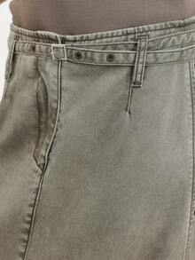 KSTM Women Denim Button Down Front Slit Maxi Skirt Washed Vintage High Waisted Long A Line Summer Spring Casual Everyday - Green - View 6