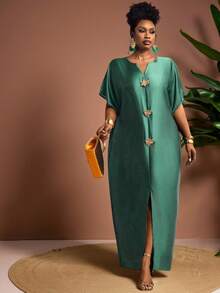 Truni Đầm dài tay cánh dơi cổ chữ V dáng rộng, màu hồng fuchsia bóng bẩy, thanh lịch dành cho nữ cỡ lớn, thích hợp cho tiệc tùng, hẹn hò, năm mới, ngày Valentine. Đầm mặc nhà cỡ lớn, trang phục nghỉ dưỡng, đầm dài cỡ lớn cho phụ nữ có thân hình đầy đặn, đầm xanh lá cây mùa hè, trang phục thường ngày, trang phục dự tiệc, đầm thanh lịch cho nữ cỡ lớn, đầm mùa hè cho nữ dáng quả lê và tam giác. - Màu Hồng Tươi - Xem 7